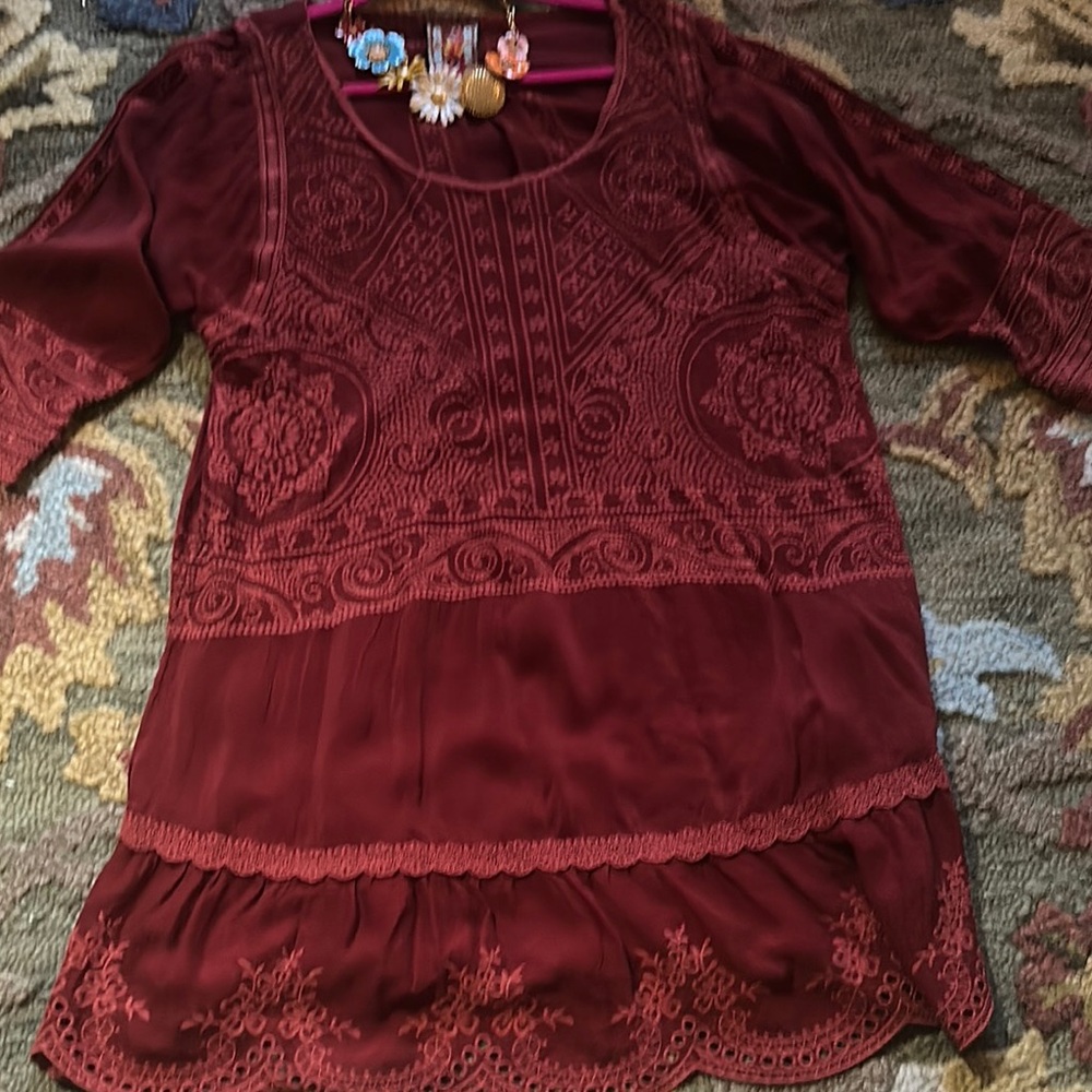 Johnny Was rust with embroidery dress Large